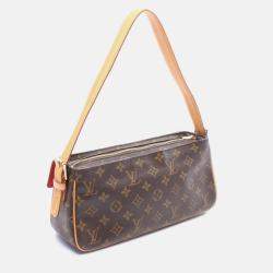 Pre Owned Louis Vuitton Vivacite Mm Shoulder Bag  Monogram Canvas Leather Brown