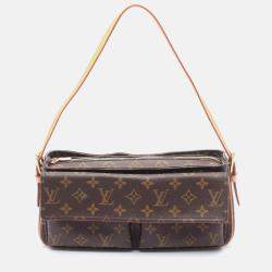 Pre Owned Louis Vuitton Vivacite Mm Shoulder Bag  Monogram Canvas Leather Brown