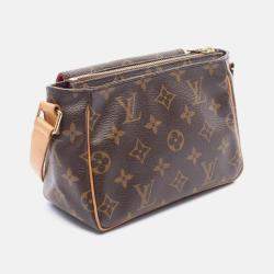 Pre Owned Louis Vuitton Vivacite PM Shoulder Bag  Monogram Canvas Leather Brown