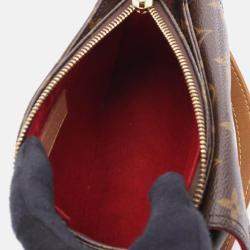 Pre Owned Louis Vuitton Vivacite PM Shoulder Bag  Monogram Canvas Leather Brown