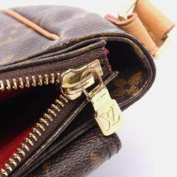 Pre Owned Louis Vuitton Vivacite PM Shoulder Bag  Monogram Canvas Leather Brown