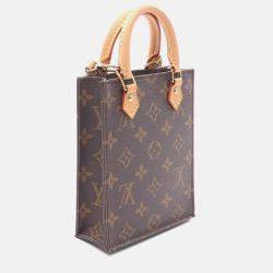 Pre Owned Louis Vuitton Petit Sac Plat Brown Monogram Canvas Tote Bag
