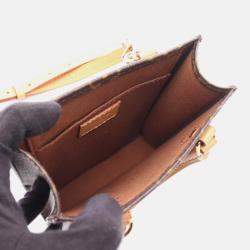 Pre Owned Louis Vuitton Petit Sac Plat Brown Monogram Canvas Tote Bag