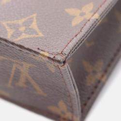 Pre Owned Louis Vuitton Petit Sac Plat Brown Monogram Canvas Tote Bag
