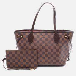 Pre Owned Louis Vuitton Neverful PM Tote Bag  Damier Canvas Brown Ebene