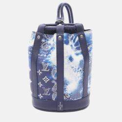 Pre Owned Louis Vuitton Randonnee PM Shoulder Bag  Monogram Bandana Blue