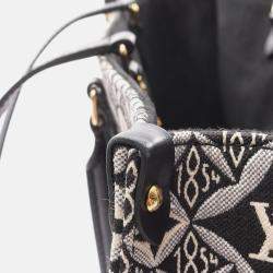 Pre Owned Louis Vuitton On The Go GM Shoulder Tote Bag  Monogram Jacquard Gray