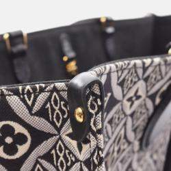 Pre Owned Louis Vuitton On The Go GM Shoulder Tote Bag  Monogram Jacquard Gray