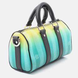 Pre Owned Louis Vuitton Keepall Xs Shoulder Handbag  Damier Stripe Canvas Green