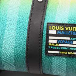 Pre Owned Louis Vuitton Keepall Xs Shoulder Handbag  Damier Stripe Canvas Green