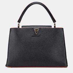Pre Owned Louis Vuitton Black/Red Taurillon Capucines MM