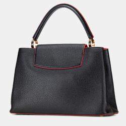 Pre Owned Louis Vuitton Black/Red Taurillon Capucines MM