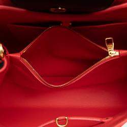 Pre Owned Louis Vuitton Black/Red Taurillon Capucines MM