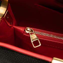 Pre Owned Louis Vuitton Black/Red Taurillon Capucines MM