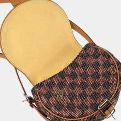 Pre Owned Louis Vuitton LV Pop Tambourin Brown Coated Canvas, Leather Shoulder Bag