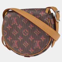 Pre Owned Louis Vuitton LV Pop Tambourin Brown Coated Canvas, Leather Shoulder Bag