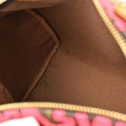 Pre Owned Louis Vuitton Brown/Pink Monogram Graffiti Speedy 30 Handbag