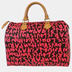 Pre Owned Louis Vuitton Brown/Pink Monogram Graffiti Speedy 30 Handbag