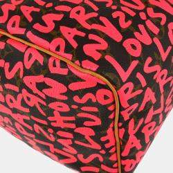 Pre Owned Louis Vuitton Brown/Pink Monogram Graffiti Speedy 30 Handbag