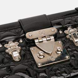 Pre Owned Louis Vuitton Black Monogram Vernis Fleur Petite Malle