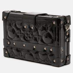 Pre Owned Louis Vuitton Black Monogram Vernis Fleur Petite Malle