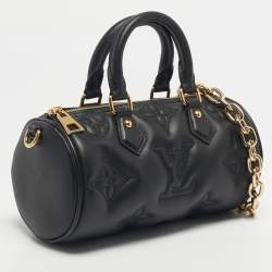 Pre Owned Louis Vuitton Black Bubblegram Leather Papillon BB Bag