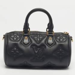 Pre Owned Louis Vuitton Black Bubblegram Leather Papillon BB Bag