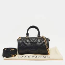 Pre Owned Louis Vuitton Black Bubblegram Leather Papillon BB Bag