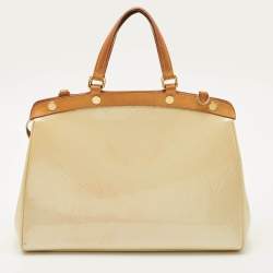 Pre Owned Louis Vuitton Blanc Corail Monogram Vernis Brea MM Bag