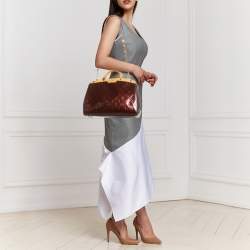 Pre Owned Louis Vuitton Rouge Fauviste Monogram Vernis Brea MM Bag