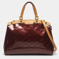 Pre Owned Louis Vuitton Rouge Fauviste Monogram Vernis Brea MM Bag