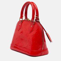 Pre Owned Louis Vuitton Red Monogram Vernis Alma BB