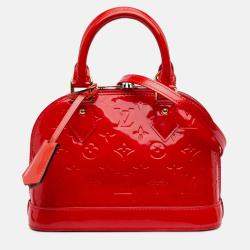 Pre Owned Louis Vuitton Red Monogram Vernis Alma BB