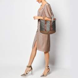 Pre Owned Louis Vuitton Grey/Khaki Monogram Jacquard Fabric and Leather Limited Edition Aviator Bag