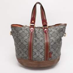 Pre Owned Louis Vuitton Grey/Khaki Monogram Jacquard Fabric and Leather Limited Edition Aviator Bag