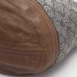 Pre Owned Louis Vuitton Grey/Khaki Monogram Jacquard Fabric and Leather Limited Edition Aviator Bag