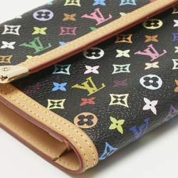 Pre Owned Louis Vuitton Black Monogram Multicolore Canvas Porte Tresor International Wallet