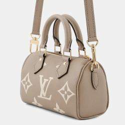 Pre Owned Louis Vuitton Nano Speedy Tourterellegray Monogram Empreinte Leather Size Nano