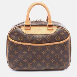 Pre Owned Louis Vuitton Trouville Brown Monogram Canvas Leather Handbag