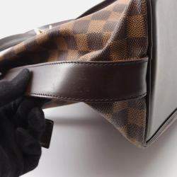 Pre Owned Louis Vuitton Chelsea Damier Ebene Canvas Leather Tote