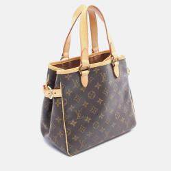 Pre Owned Louis Vuitton Batignolles Brown Monogram Canvas Leather Handbag