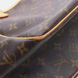 Pre Owned Louis Vuitton Batignolles Brown Monogram Canvas Leather Handbag