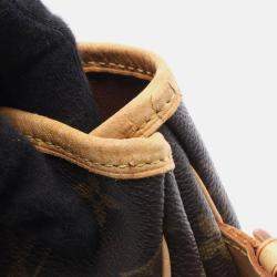 Pre Owned Louis Vuitton Batignolles Brown Monogram Canvas Leather Handbag