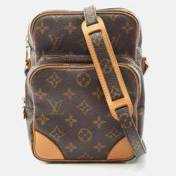 Pre Owned Louis Vuitton Amazon Brown Monogram Canvas Leather Crossbody Shoulder Bag