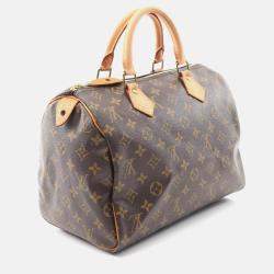 Pre Owned Louis Vuitton Speedy 30 Brown Monogram Canvas Leather Handbag