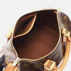 Pre Owned Louis Vuitton Speedy 30 Brown Monogram Canvas Leather Handbag