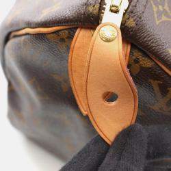 Pre Owned Louis Vuitton Speedy 30 Brown Monogram Canvas Leather Handbag