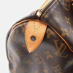 Pre Owned Louis Vuitton Speedy 30 Brown Monogram Canvas Leather Handbag
