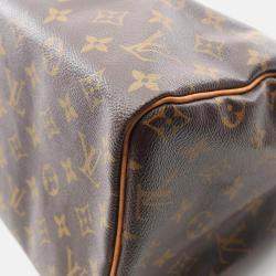 Pre Owned Louis Vuitton Speedy 30 Brown Monogram Canvas Leather Handbag