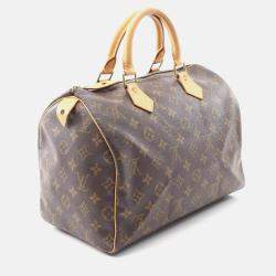 Pre Owned Louis Vuitton Speedy 30 Brown Monogram Canvas Leather Handbag 
